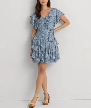 LAUREN RALPH LAUREN Ruffled Chiffon Fit & Flare Dress