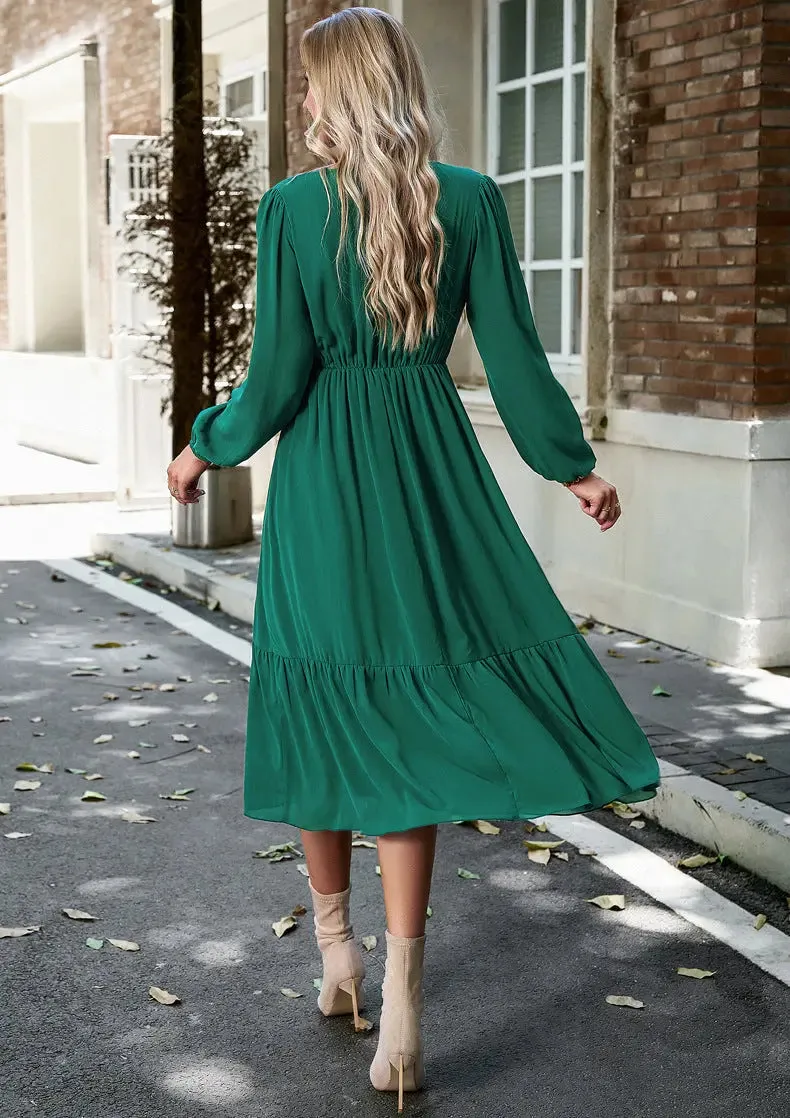 Long Sleeve Solid Color Maxi Dress