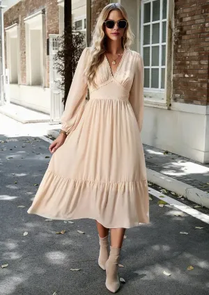 Long Sleeve Solid Color Maxi Dress