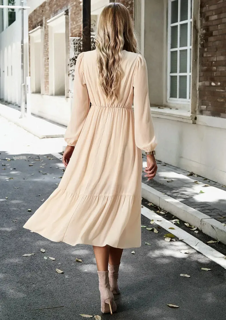 Long Sleeve Solid Color Maxi Dress