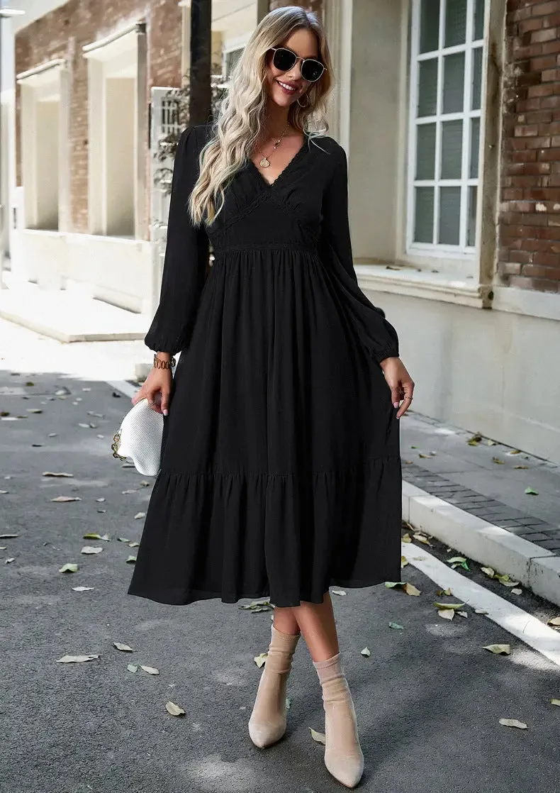Long Sleeve Solid Color Maxi Dress