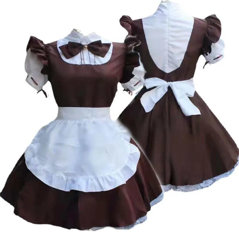 Maid Retro Color Contrast Patchwork Solid Dresses