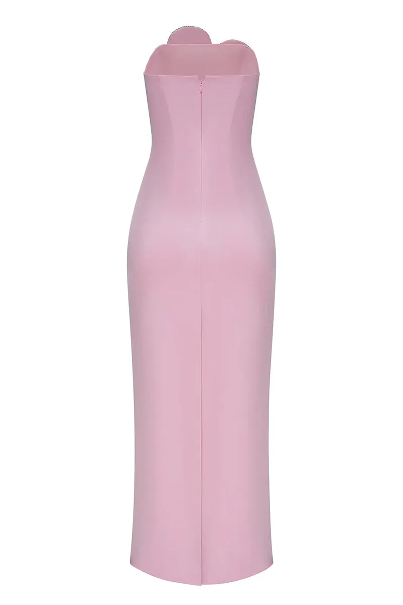 Marchesa Strapless Graceful Maxi Dress