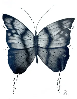 MYTHICAL BUTTERFLY - Original Graphite Pencil Art 21cm x 15cm Fine Art on Paper