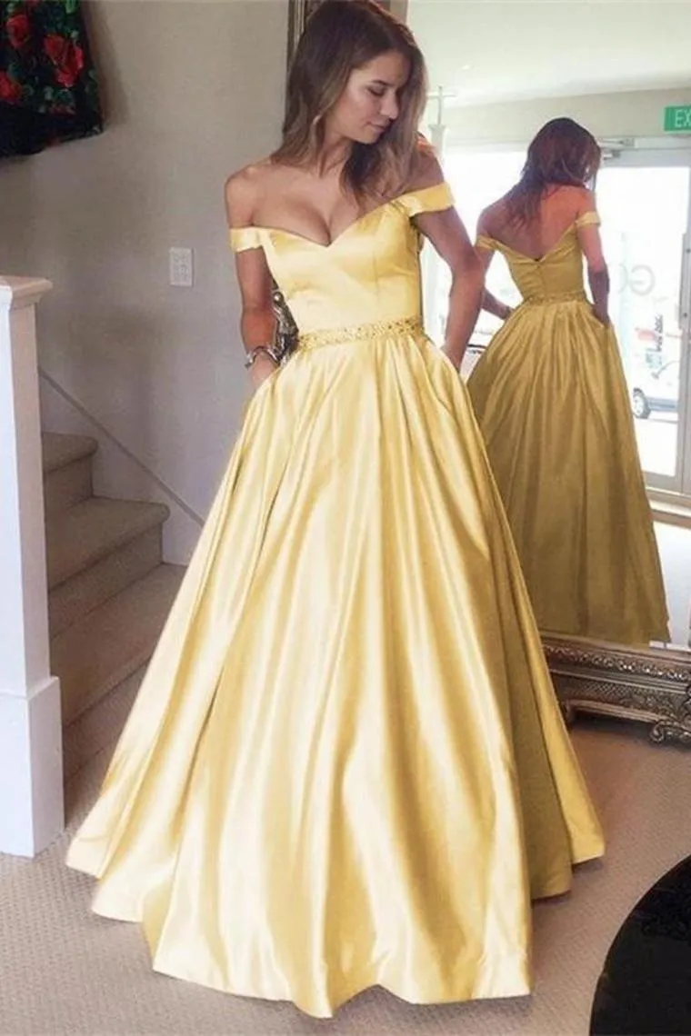 Off The Shoulder Long Zipper Up Back Beautiful Prom Dresses
