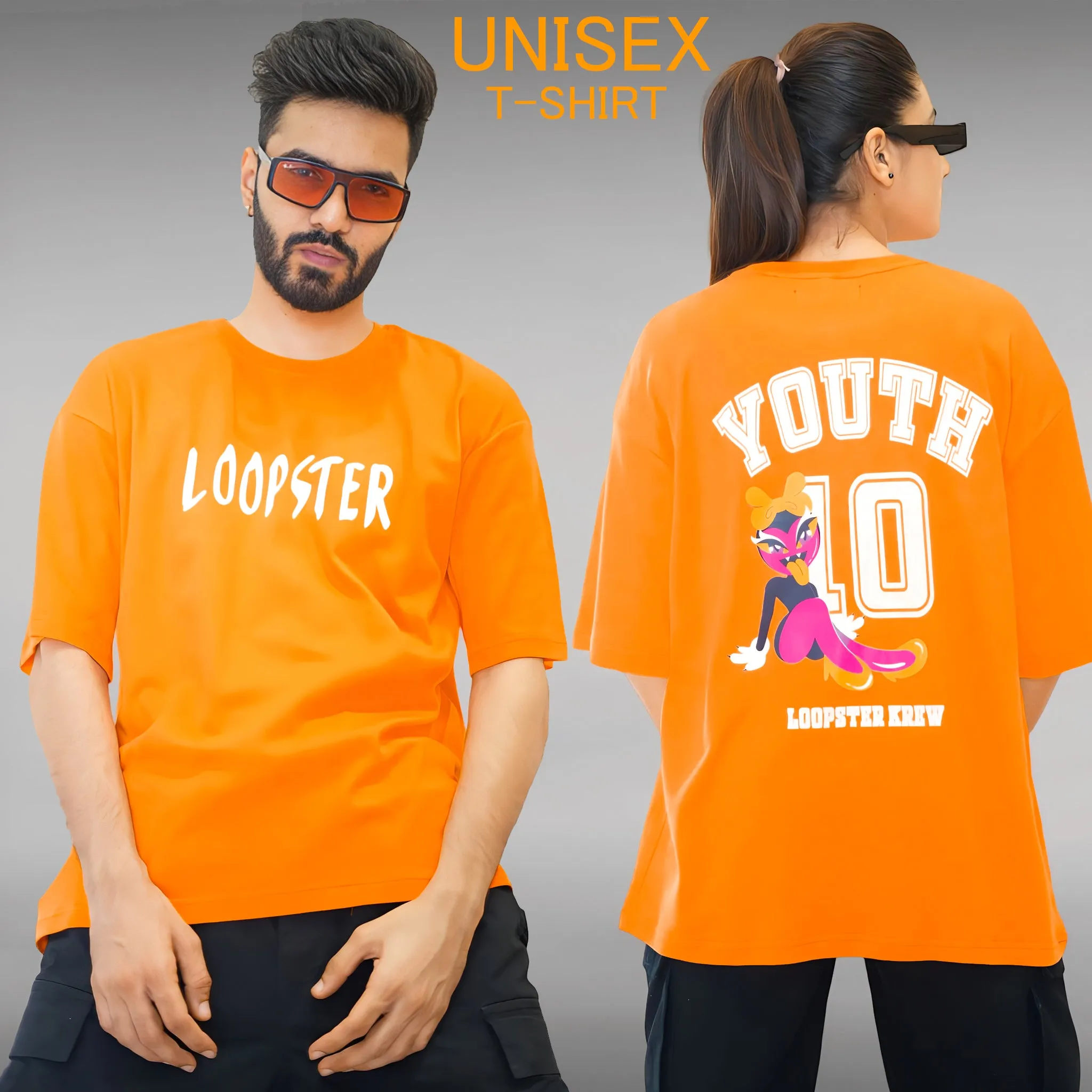 Orange Unisex Youth 10 Relaxed Fit T-shirt