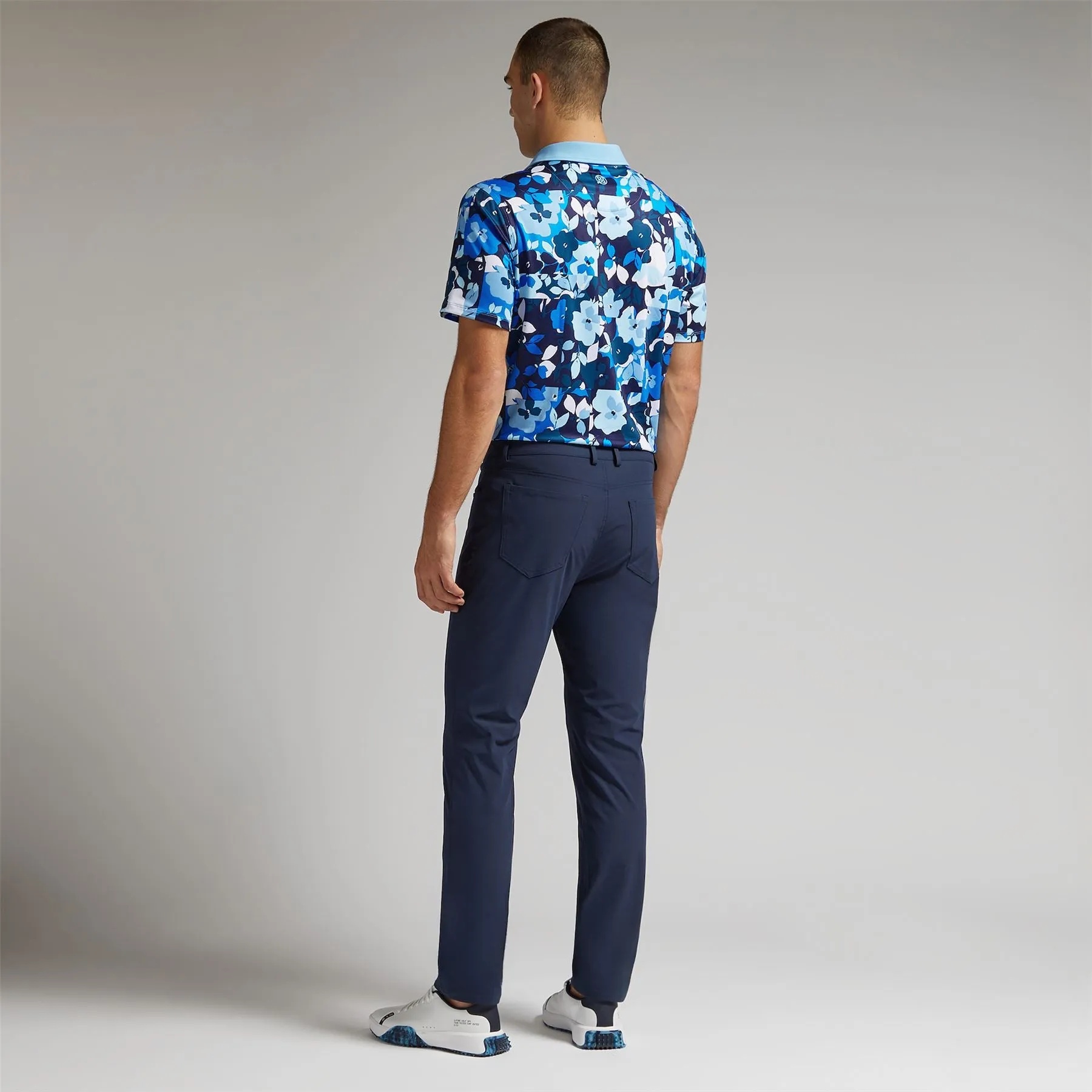 Patchwork Floral Tech Jersey Polo Fountain - AW24