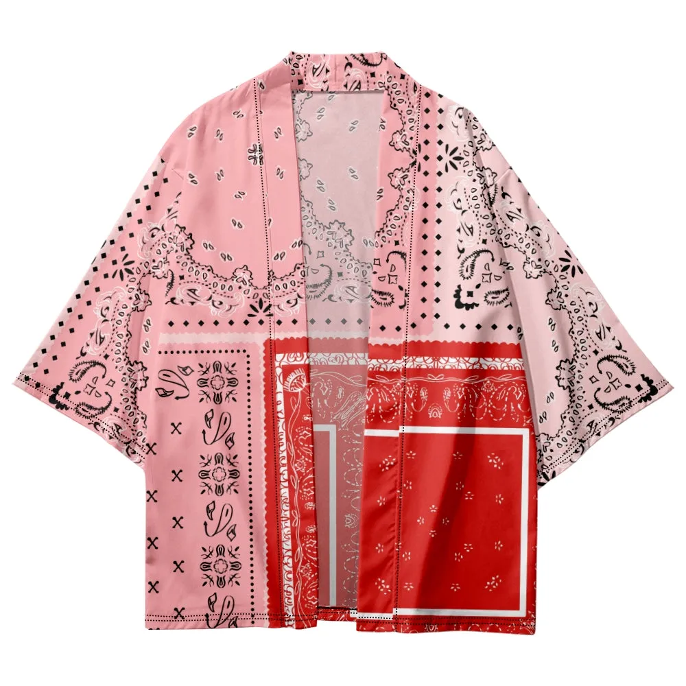 Pink Patchwork Cashew Motif Kimono Shirt
