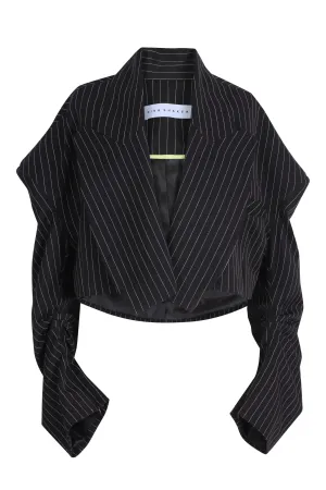 Pinstripe oversized cropped blazer