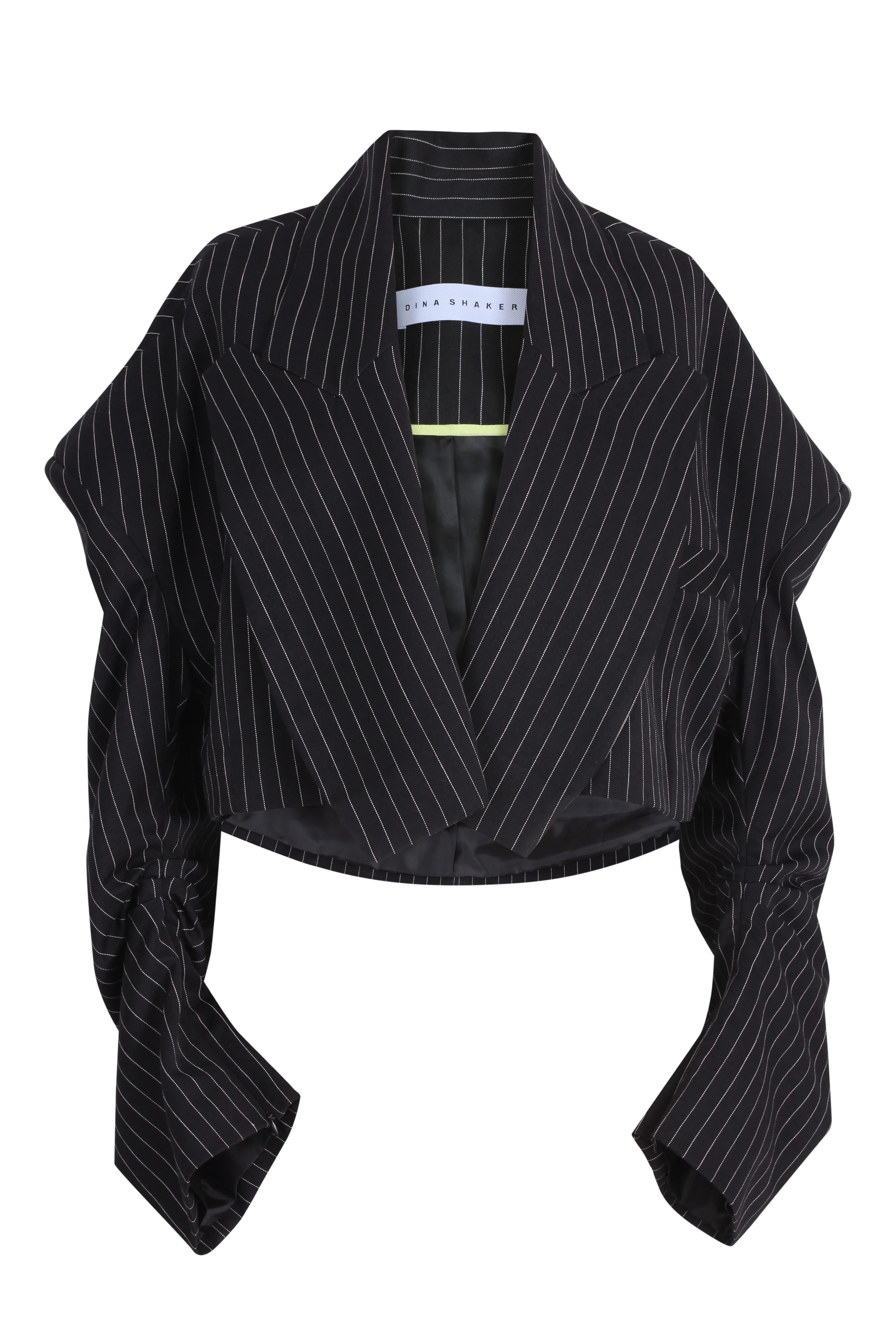 Pinstripe oversized cropped blazer