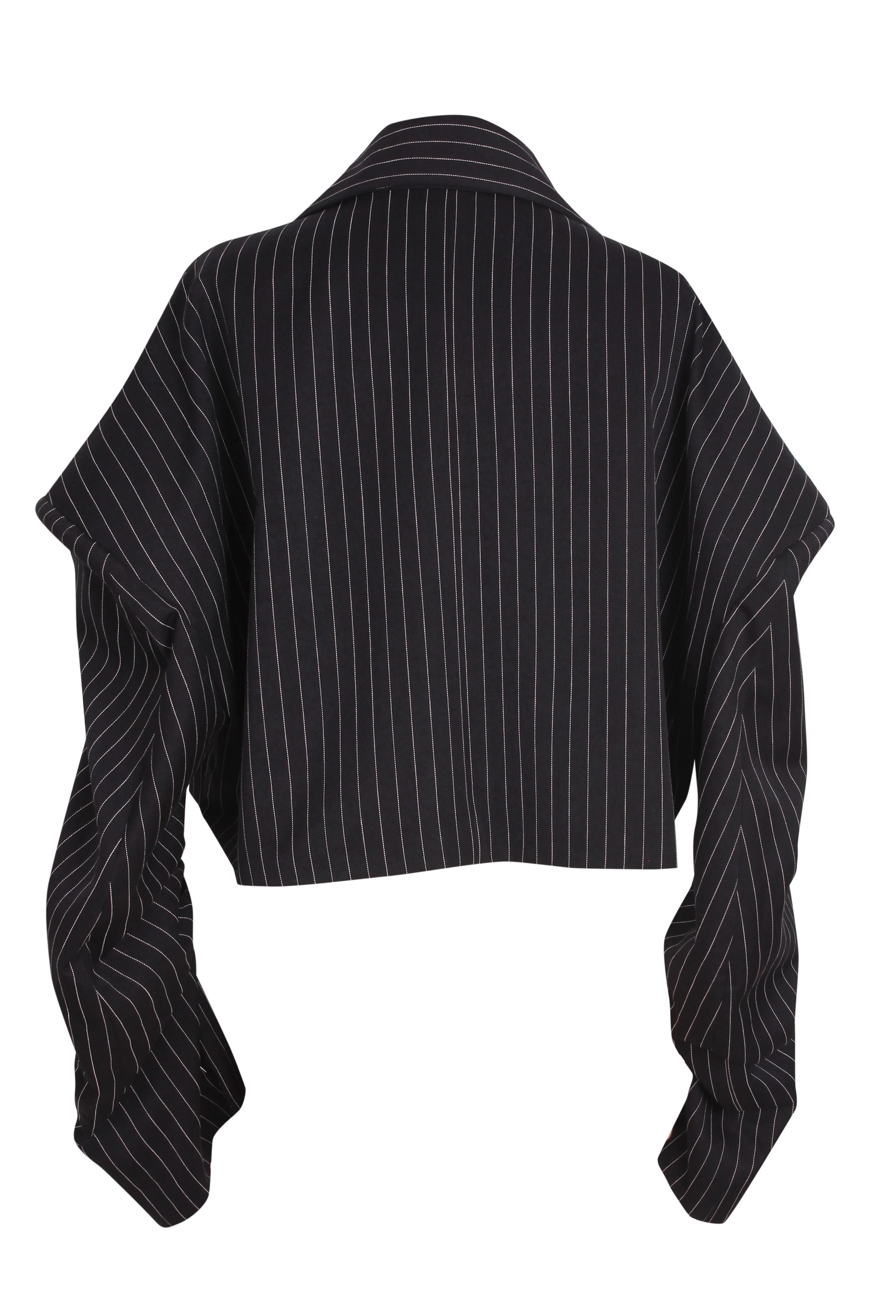 Pinstripe oversized cropped blazer