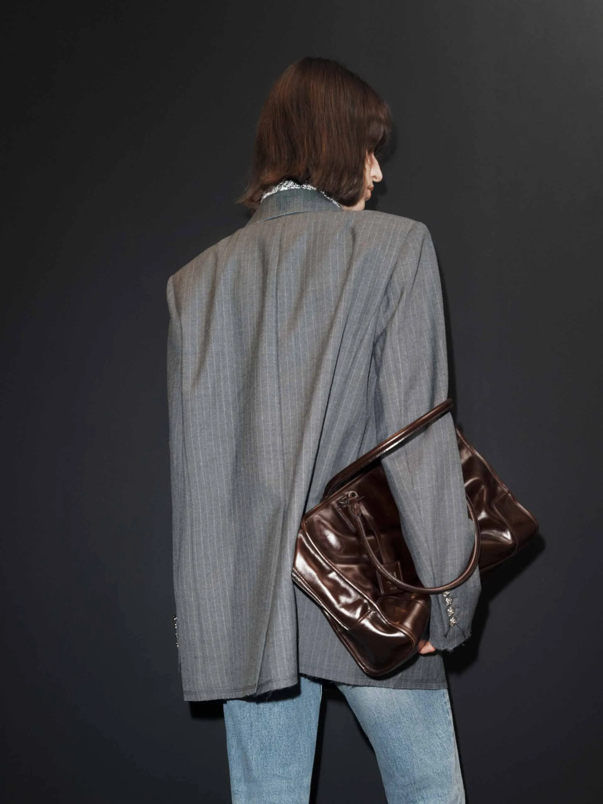 Pinstriped Structured Blazer