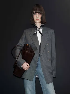 Pinstriped Structured Blazer