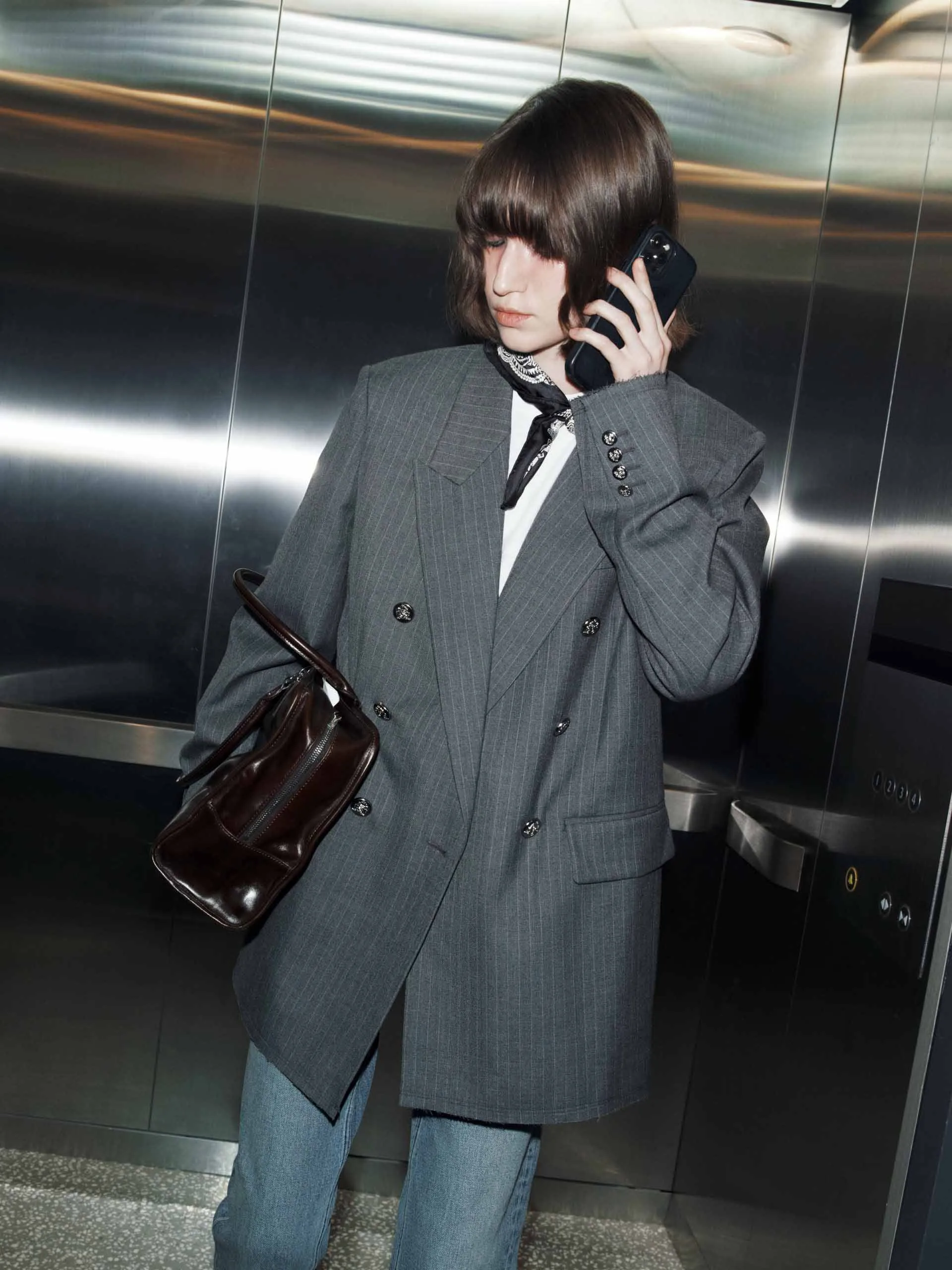 Pinstriped Structured Blazer