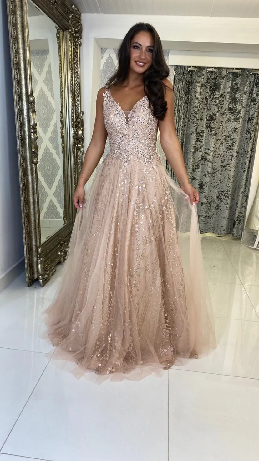 Rose Gold Ball Gown Prom Dress