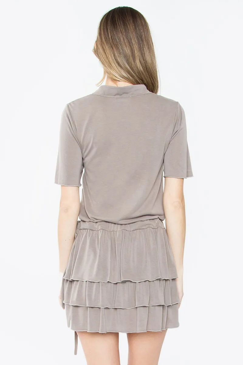 Sela Stone Ruffle Knit Dress