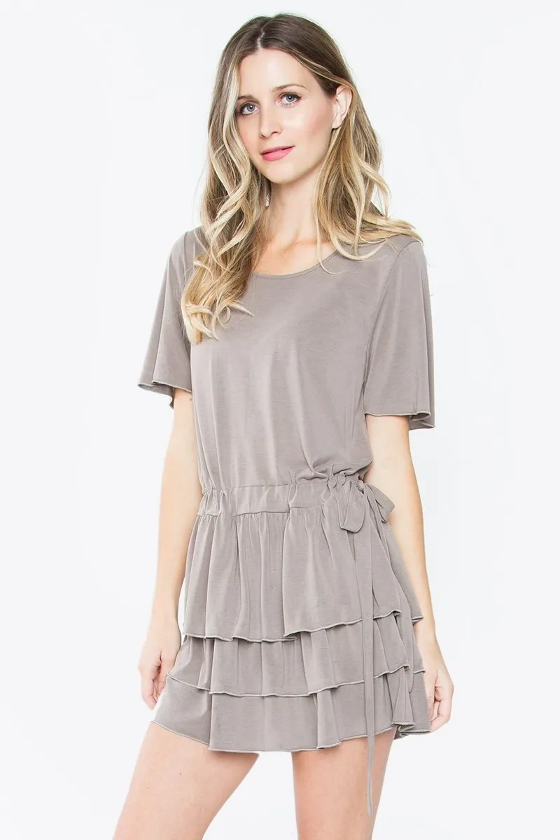 Sela Stone Ruffle Knit Dress