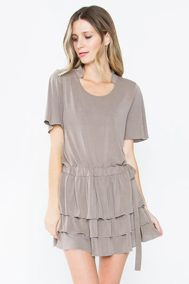 Sela Stone Ruffle Knit Dress