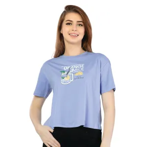 SRF-24095-Cotton-Juicy Orange  Relaxed Fit T-Shirt-Blue