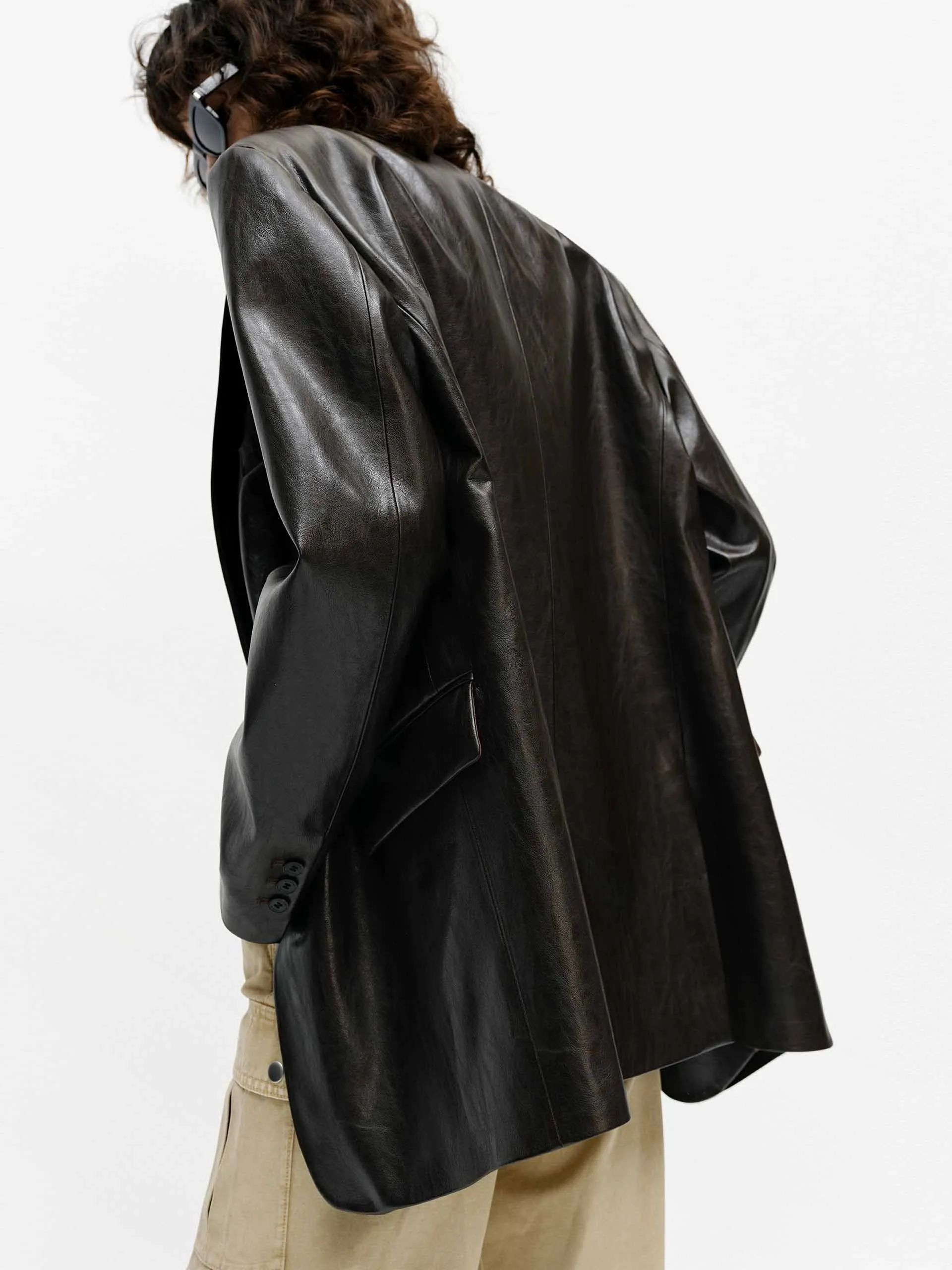 Structured Leather Blazer