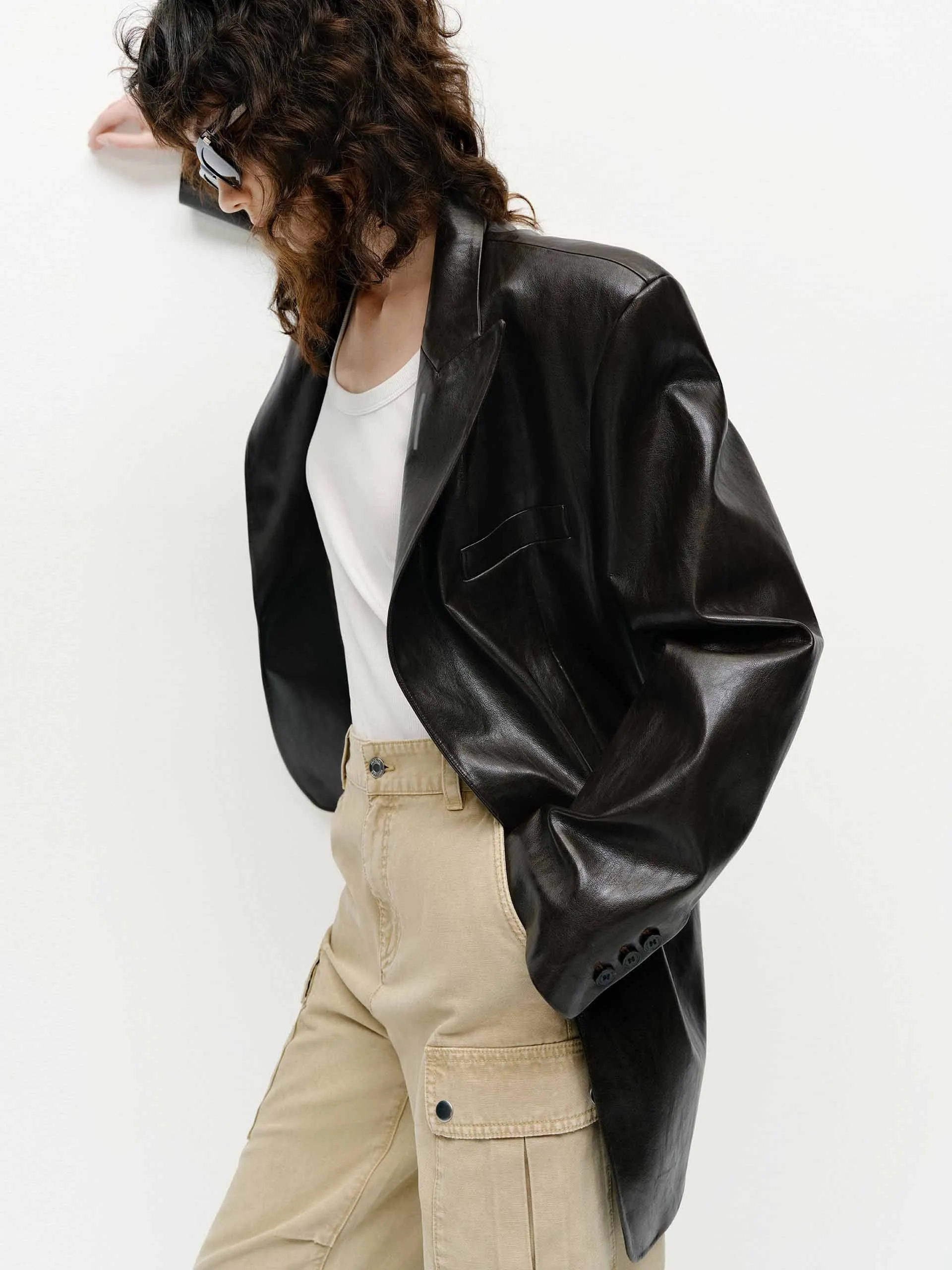 Structured Leather Blazer