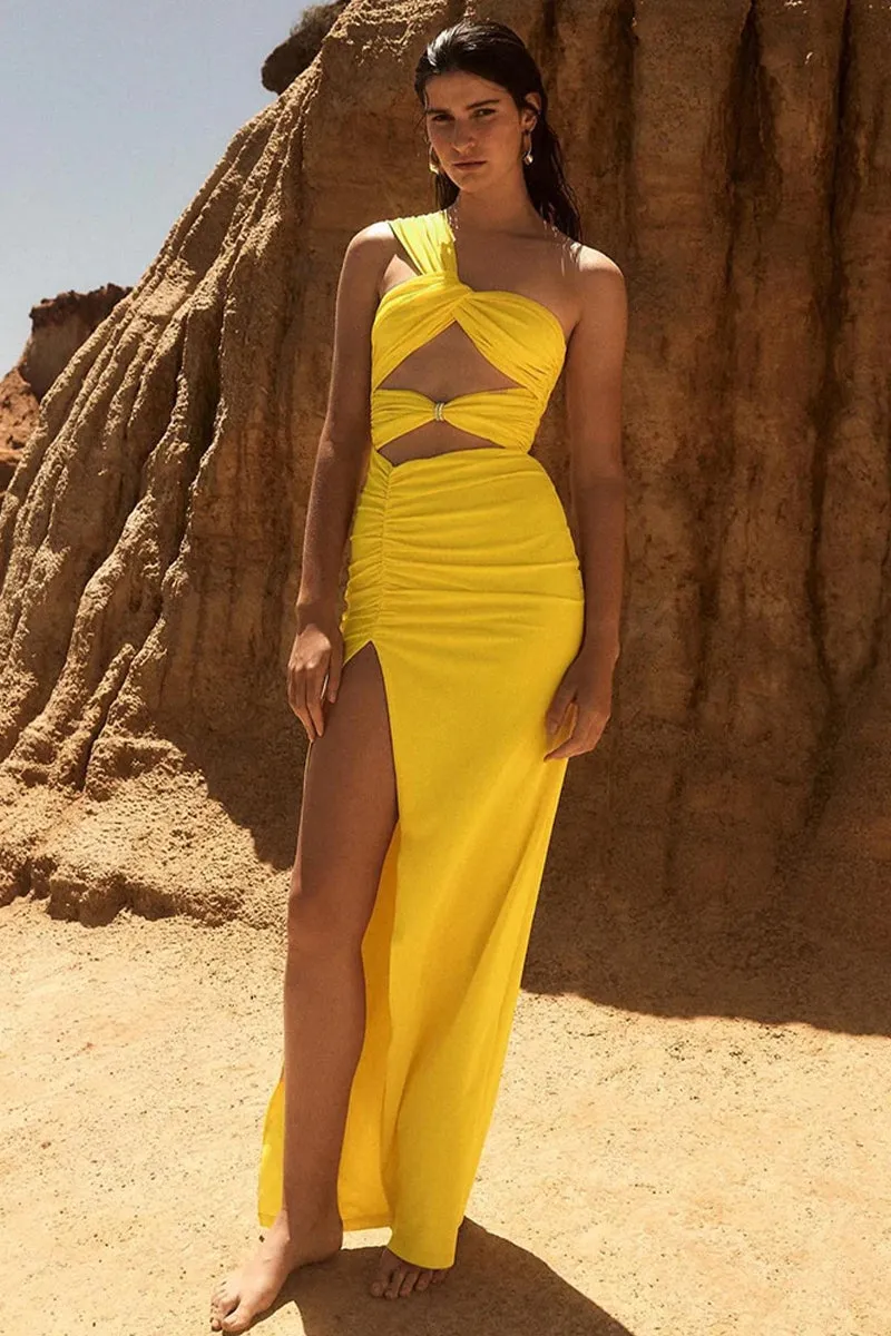 Superlative Elegance Graceful Yellow Maxi Dress