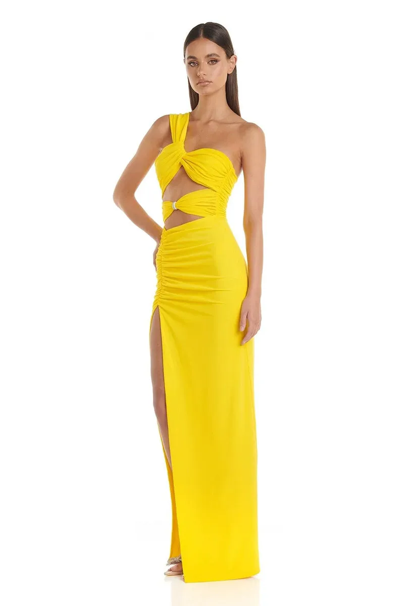 Superlative Elegance Graceful Yellow Maxi Dress