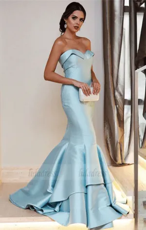 Sweetheart Bodice Corset Satin Prom Dresses Mermaid Evening Gowns