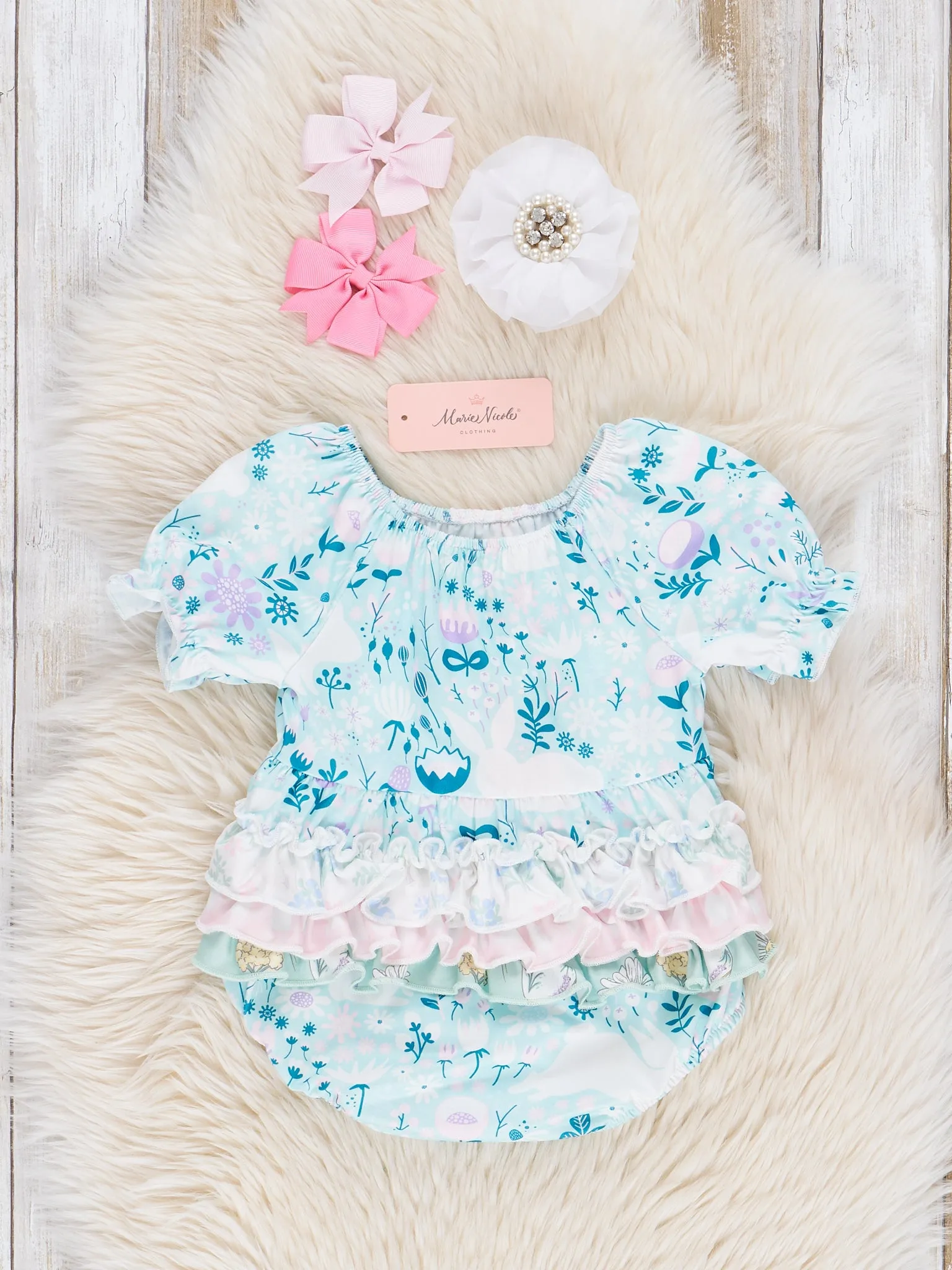Teal Garden Ruffle Bubble