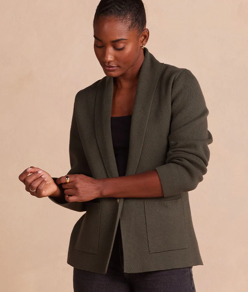 The Ribbed Sweater Blazer - Olive