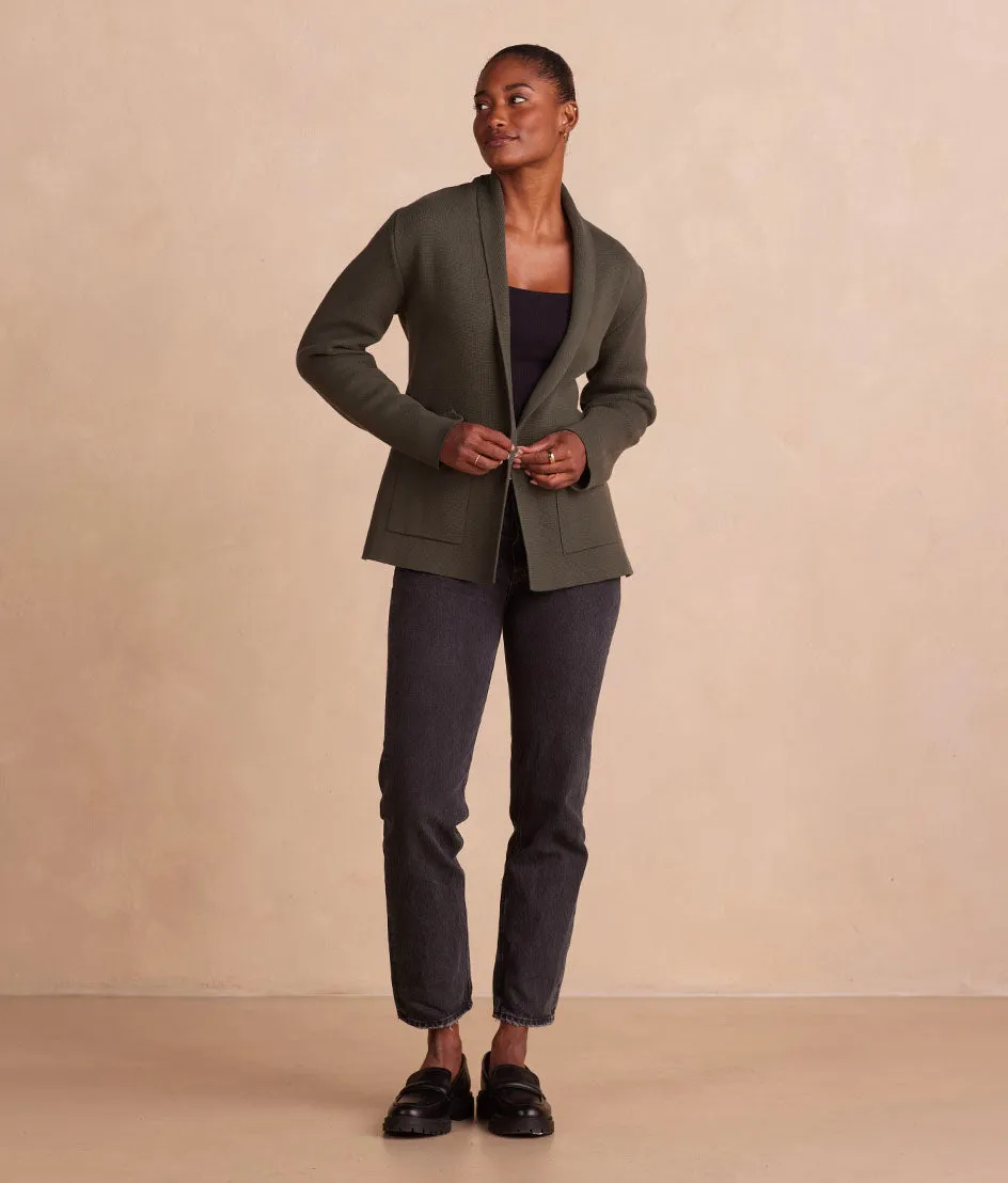 The Ribbed Sweater Blazer - Olive