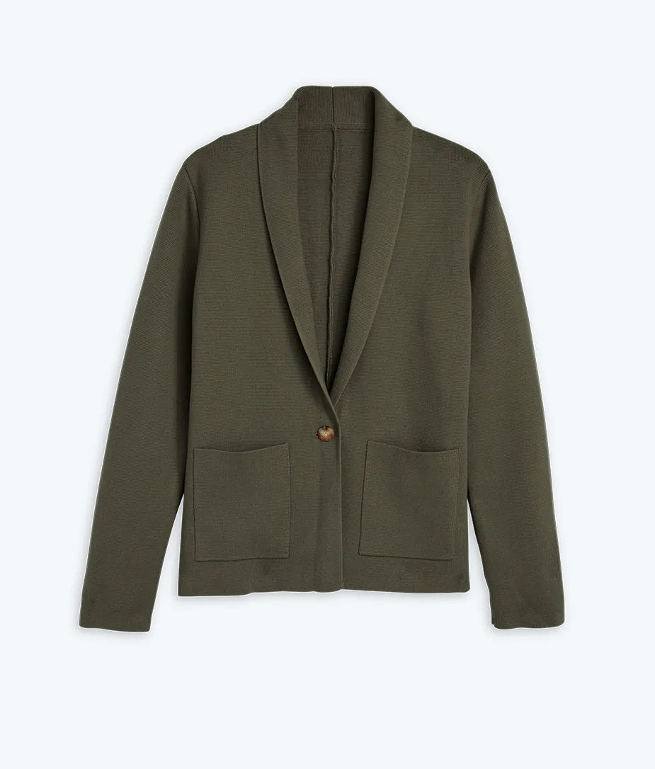 The Ribbed Sweater Blazer - Olive