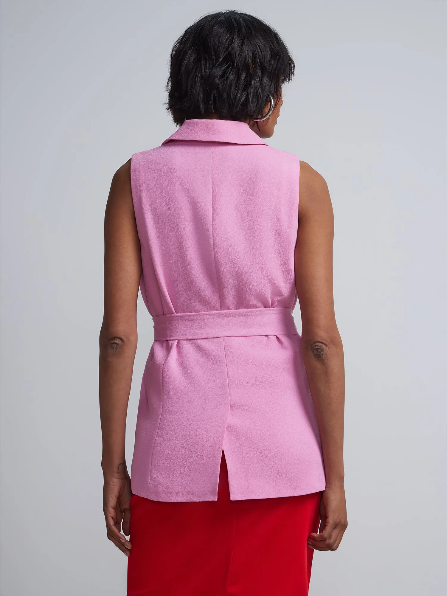 Tie-Waist Crepe Blazer Vest