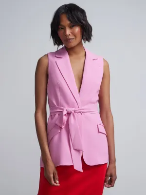 Tie-Waist Crepe Blazer Vest
