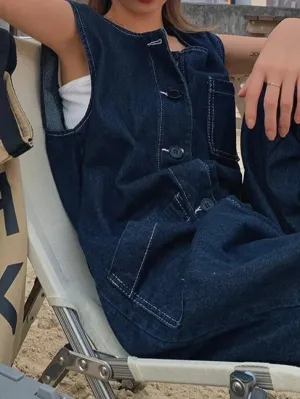 Trendy Loose Denim Jumpsuit