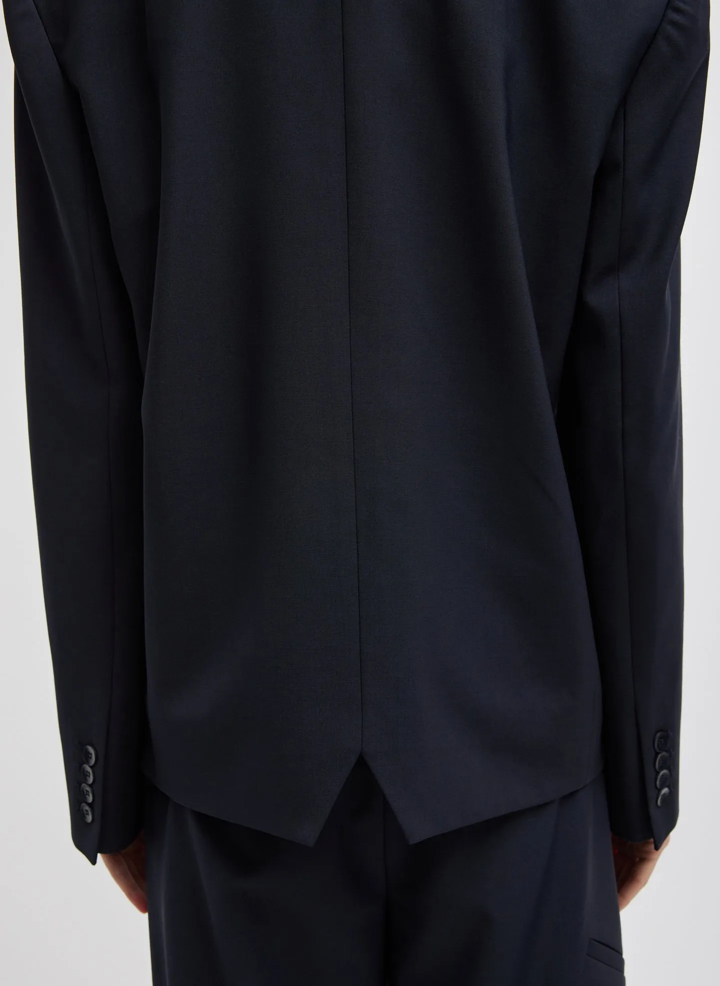 Tropical Wool Collarless Blazer