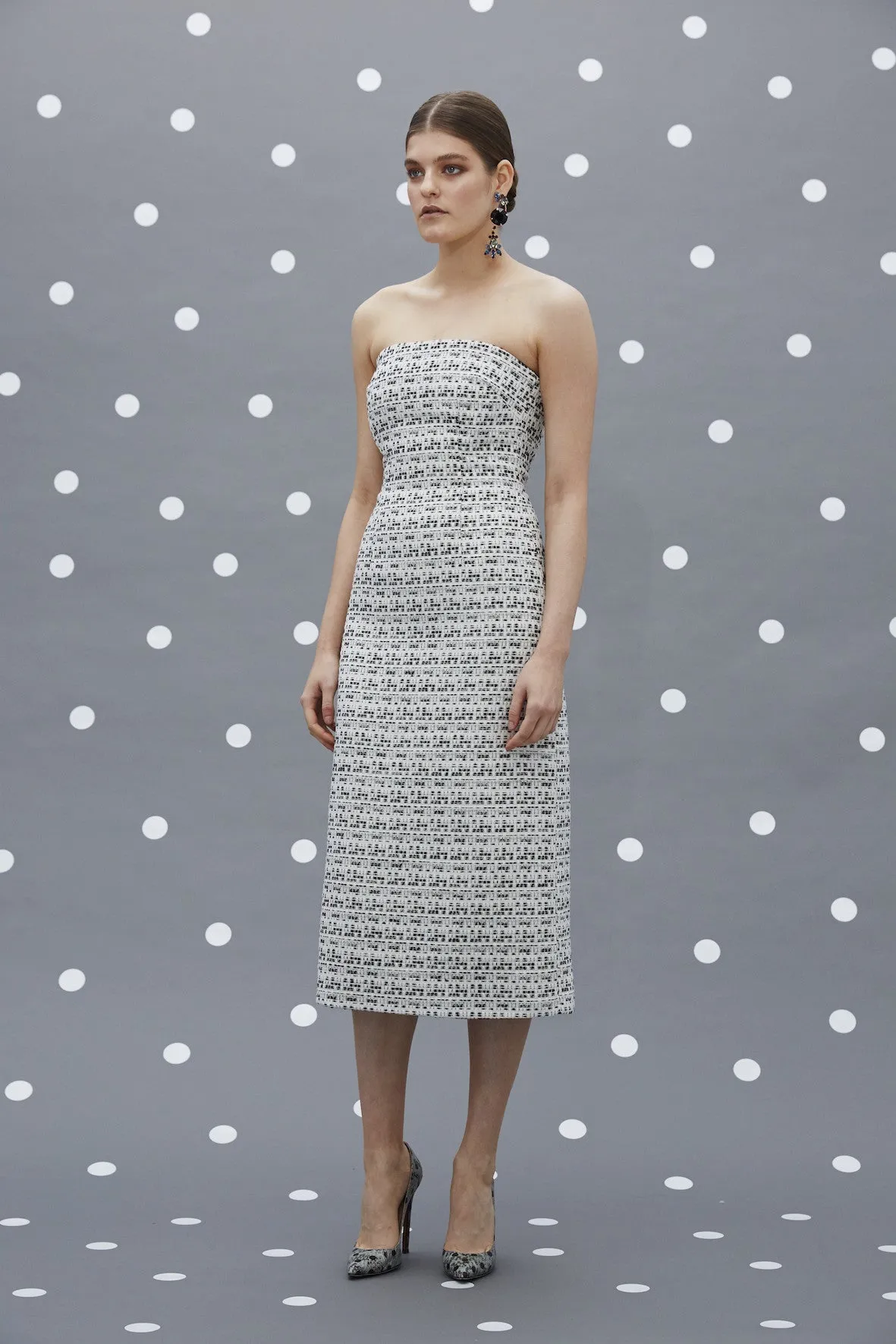 Tweed Structured Strapless Dress