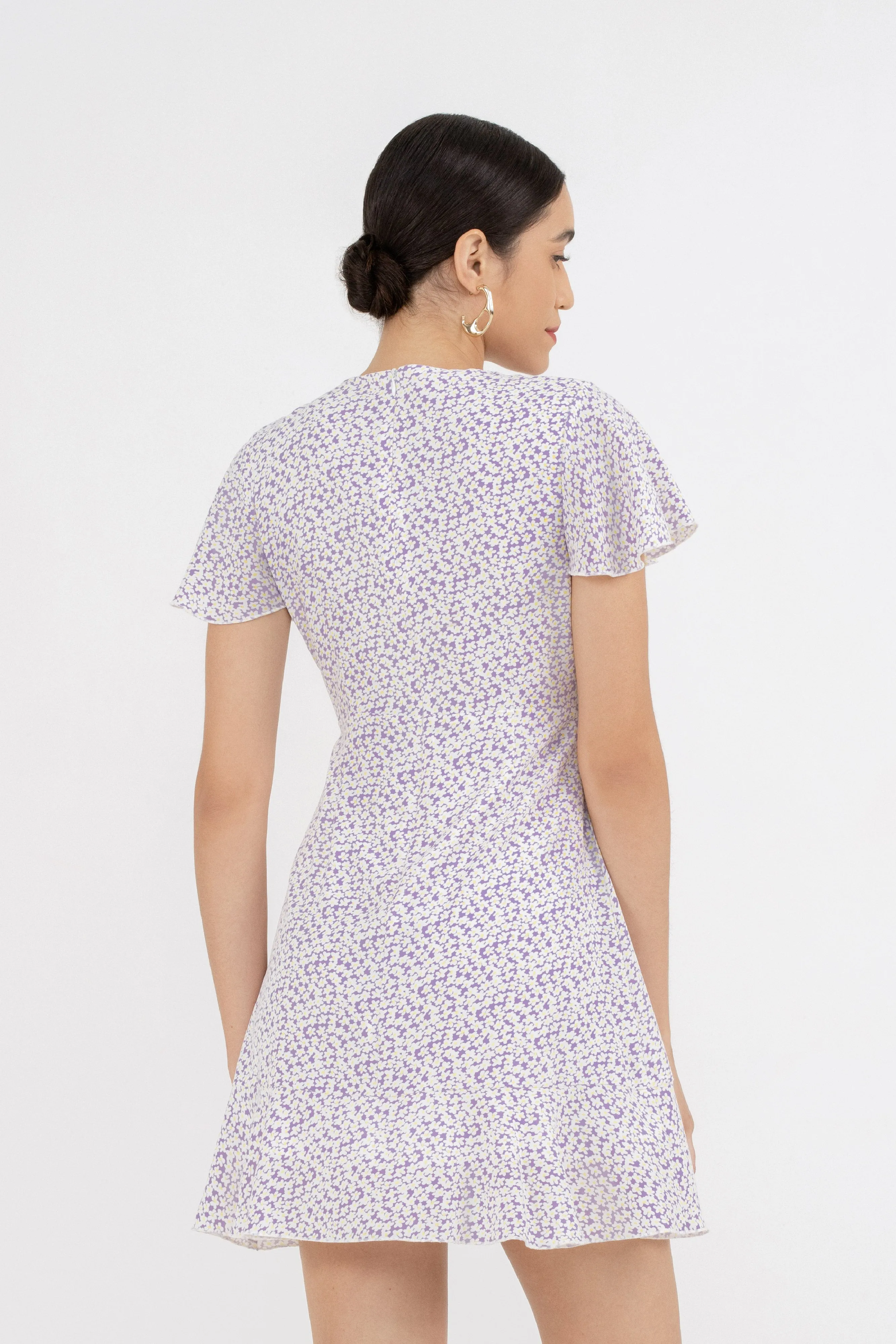 Vivienne Ruffle Dress in Whimsical Purple