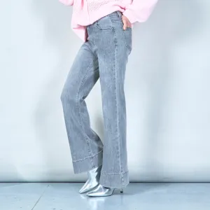 Washed grey wide-leg denim jeans wholesale