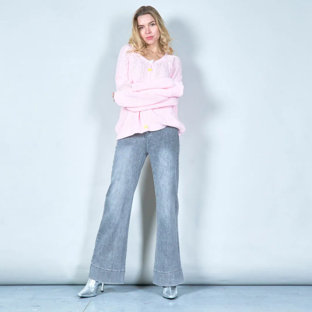 Washed grey wide-leg denim jeans wholesale