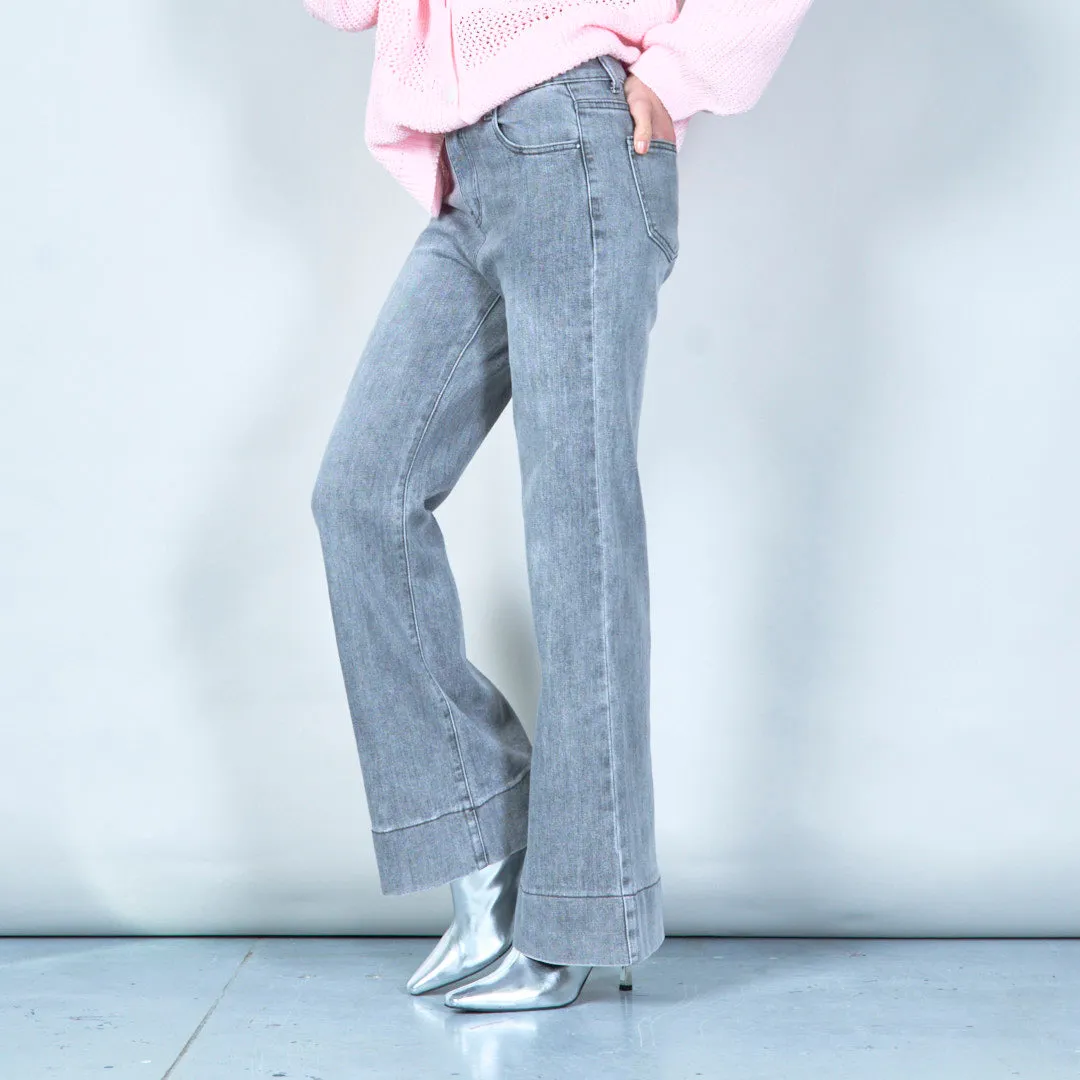 Washed grey wide-leg denim jeans wholesale