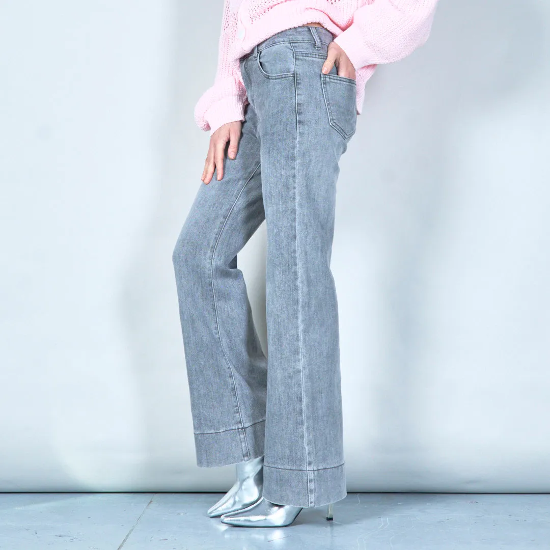 Washed grey wide-leg denim jeans wholesale
