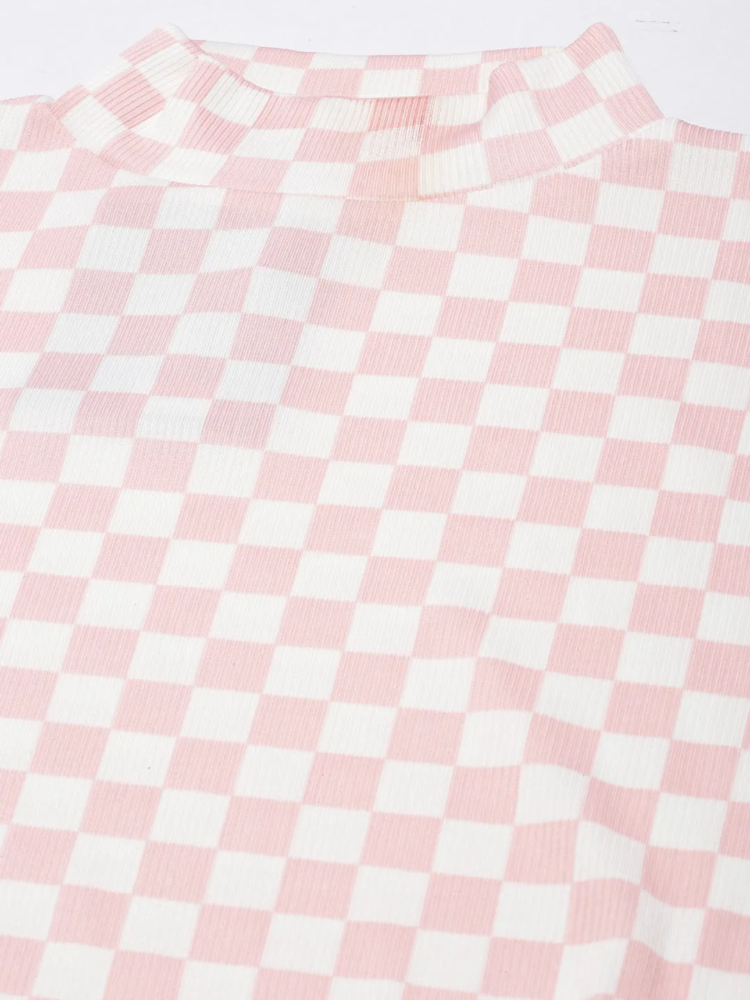 Women Pink Checked Regular Top