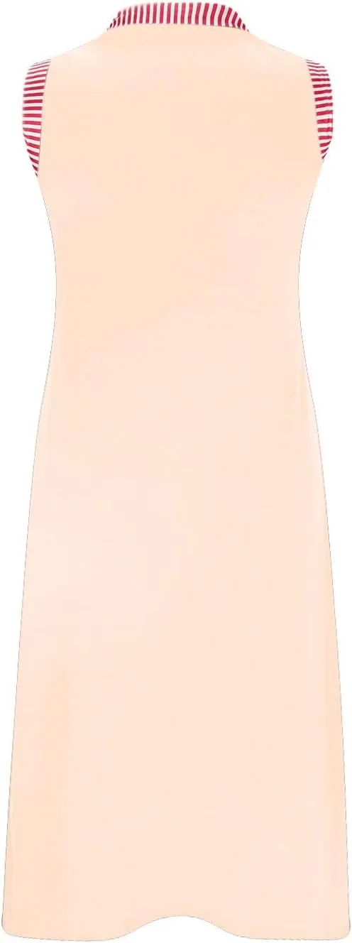 Women Summer Casual Dress 2025 Sleeveless Solid Color Tank Sundress Round Neck A Line Pleated Trendy Tshirt Dress