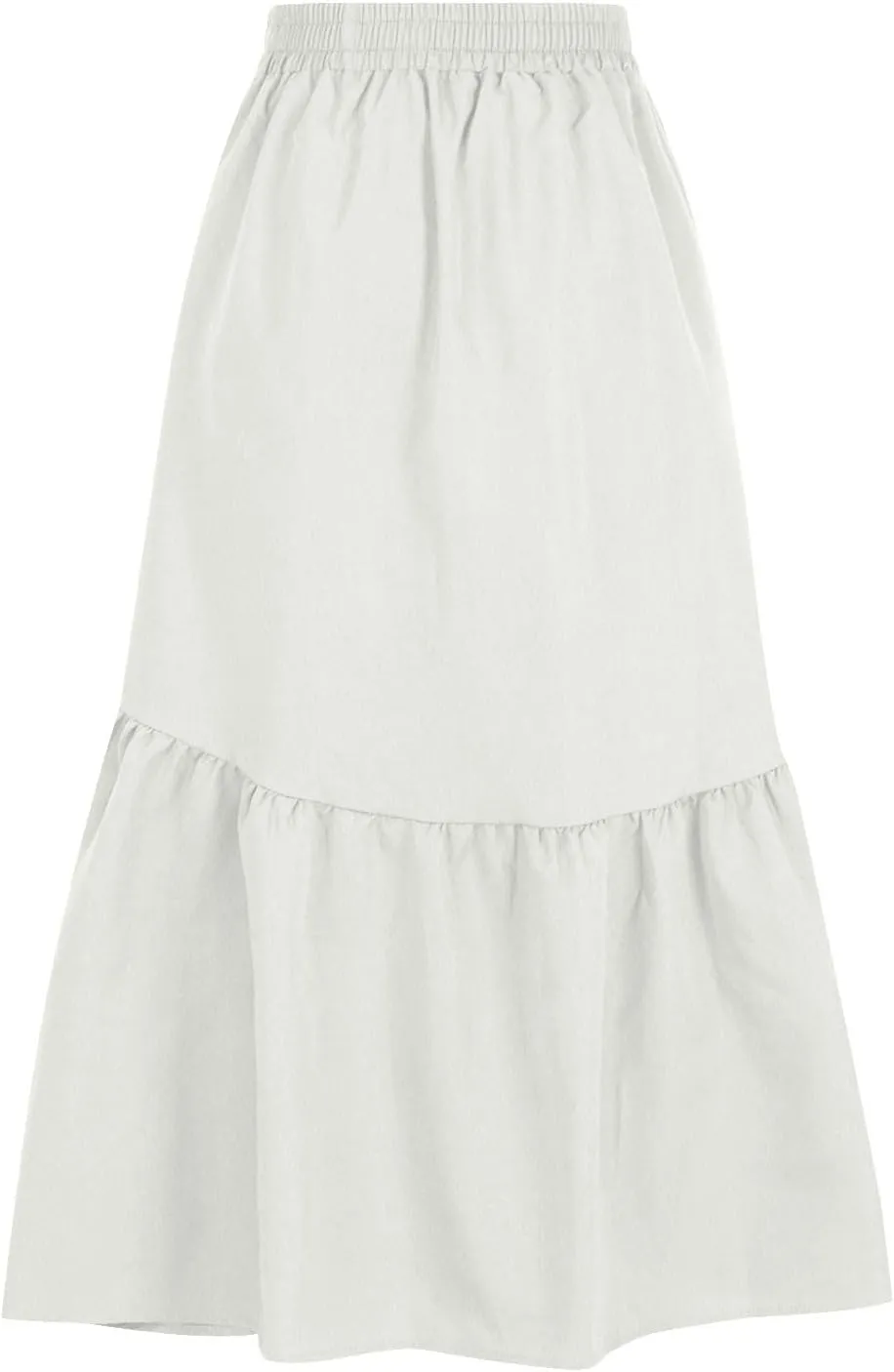 Women's Casual High Waist Pleated A-Line Midi Skirt Summer Loose Fit Solid Color Swing Flowy Skirts Fashion Outfits