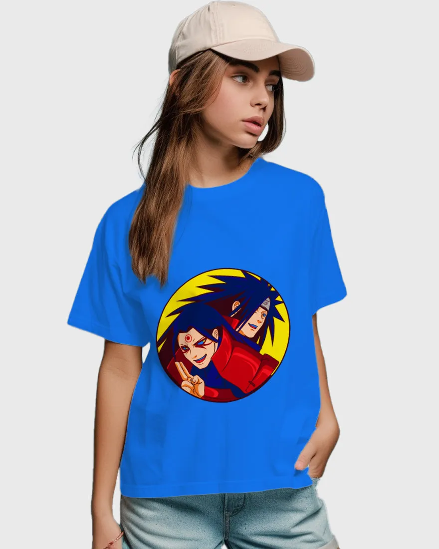 Womens Relaxed Fit TShirt Anime Naruto Hashirama & Madara