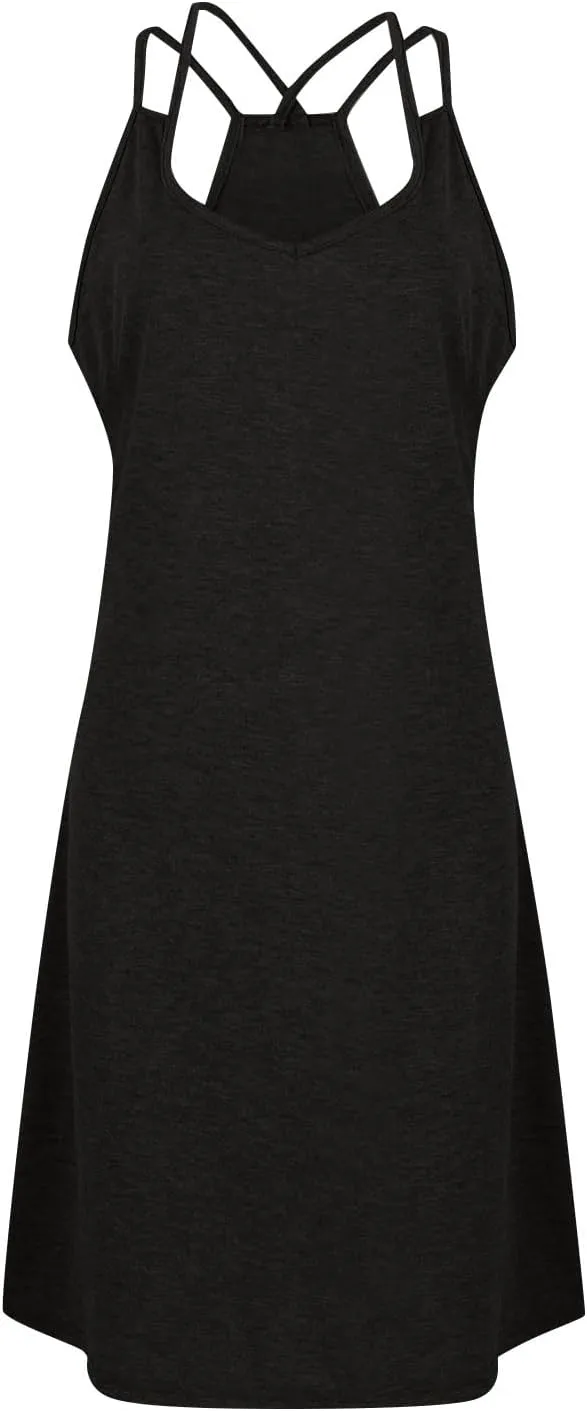 Women's Sundresses 2024 Casual Beach Tank Dress Solid Color Sleeveless Midi Sundress with Pocket
